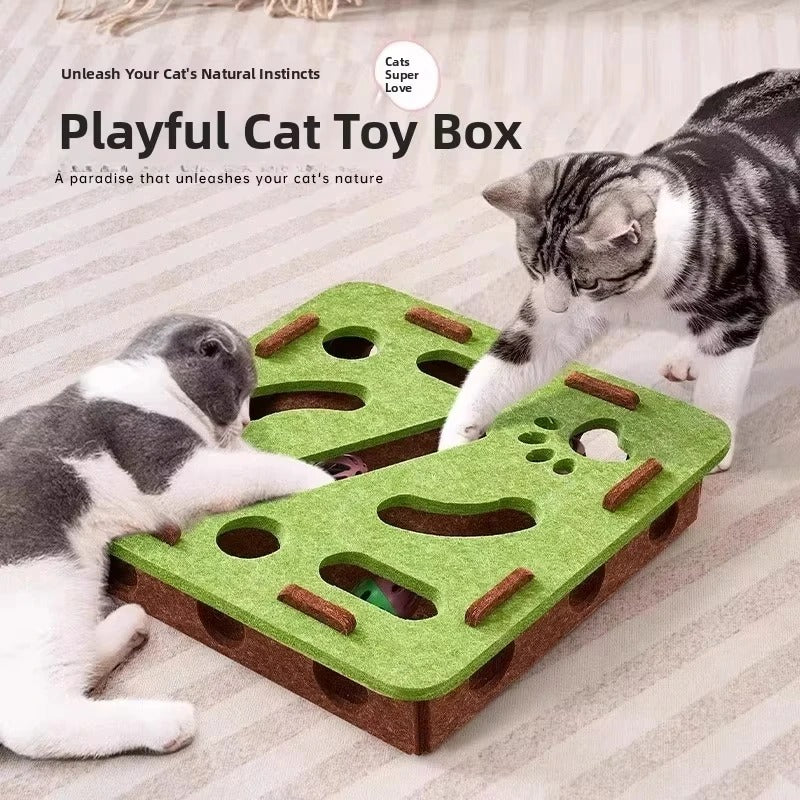 Cat Puzzle Toy Felt Box with Ball – Interactive Indoor Hunting & Exercise Toy for Cats and Kittens
