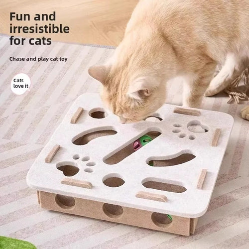 Cat Puzzle Toy Felt Box with Ball – Interactive Indoor Hunting & Exercise Toy for Cats and Kittens