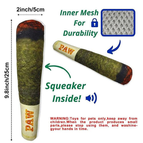 Funny Cigar Dog Toy – Plush Squeaky Chew Toy for Small & Medium Dogs, Interactive Teeth Cleaning Toy