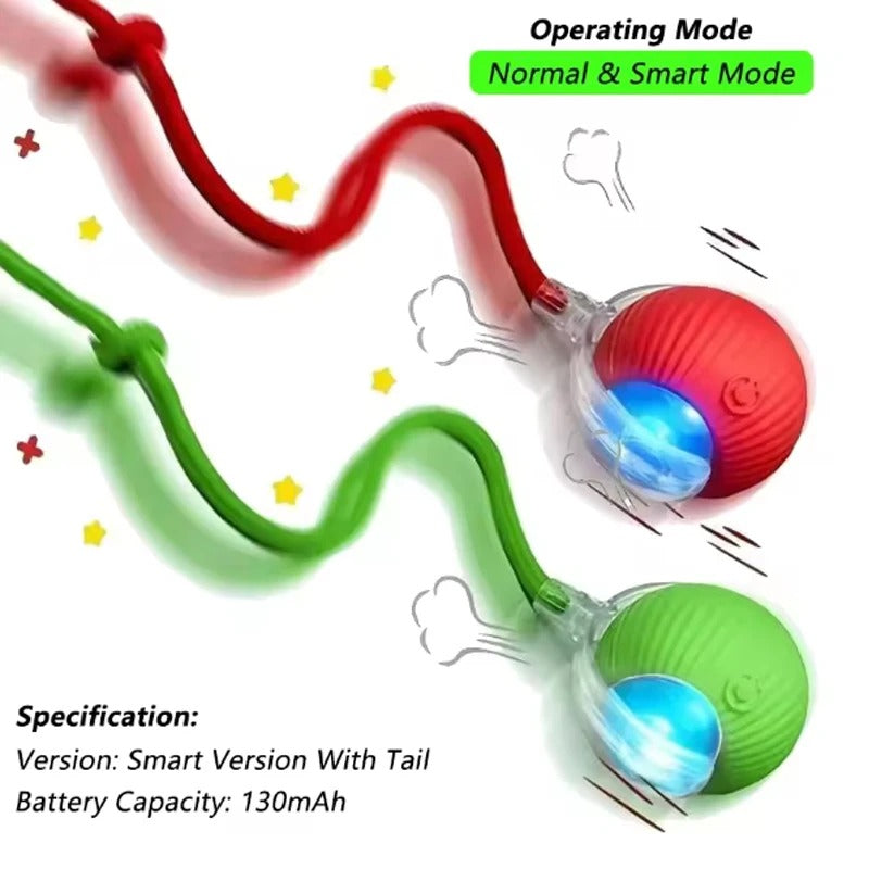 Interactive Smart Cat Ball Toy with Rope – Automatic Rolling & Bouncing Exercise Toy for Indoor Cats