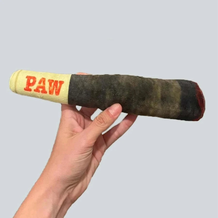Funny Cigar Dog Toy – Plush Squeaky Chew Toy for Small & Medium Dogs, Interactive Teeth Cleaning Toy