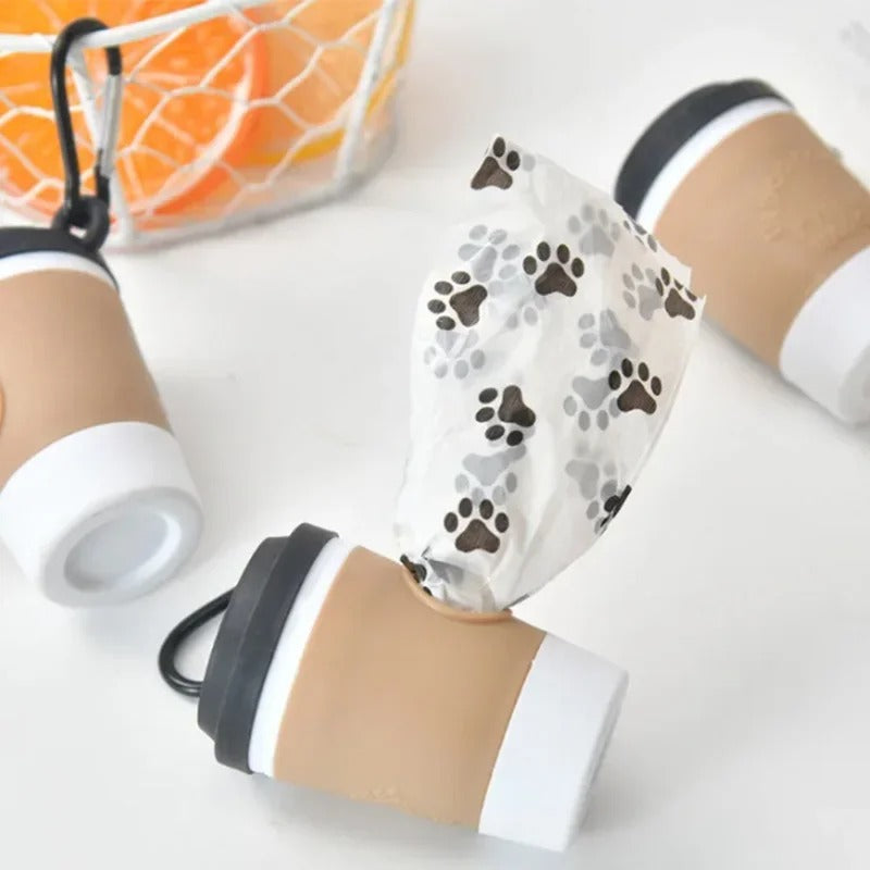 Portable Dog Poop Bag Holder – Coffee Cup Style Pet Waste Bag Dispenser & Trash Container for Walking
