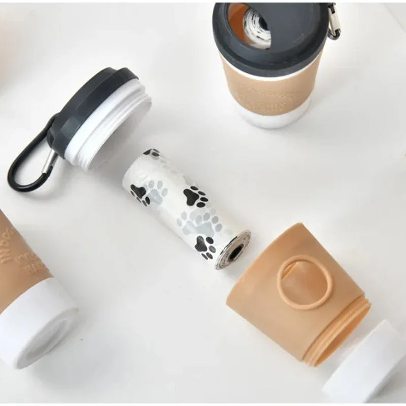 Portable Dog Poop Bag Holder – Coffee Cup Style Pet Waste Bag Dispenser & Trash Container for Walking