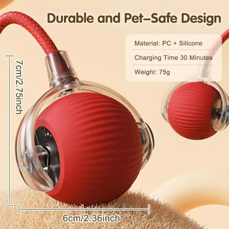 Interactive Smart Cat Ball Toy with Rope – Automatic Rolling & Bouncing Exercise Toy for Indoor Cats