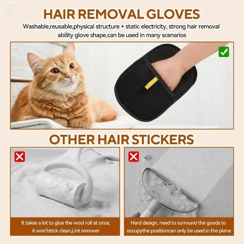 Pet Hair Remover Glove – Portable Washable Lint & Fur Remover for Clothes, Furniture & Pet Grooming