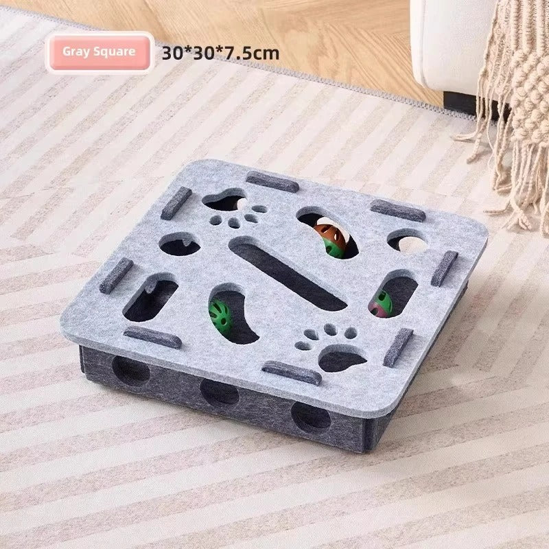 Cat Puzzle Toy Felt Box with Ball – Interactive Indoor Hunting & Exercise Toy for Cats and Kittens